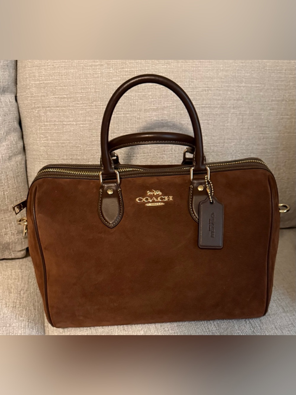 Authentic Coach Large Brown Suede Rowan